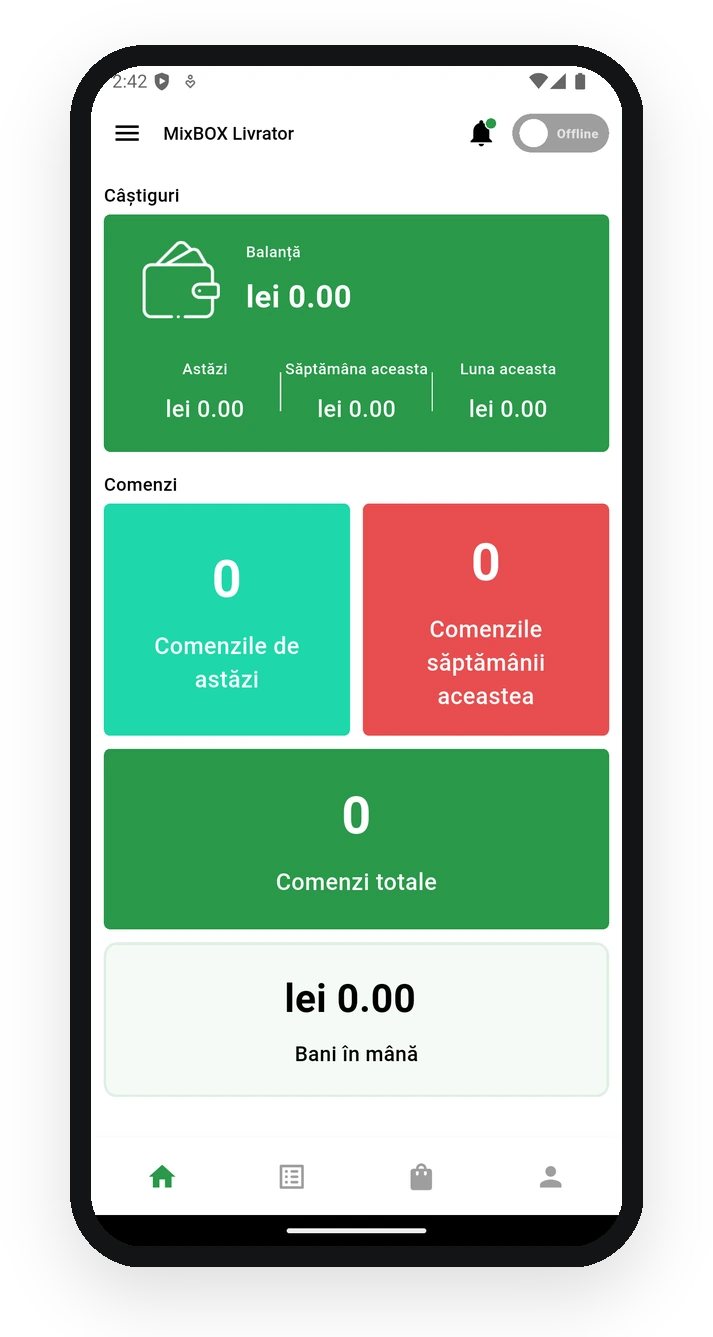 MixBOX Delivery App - Dashboard